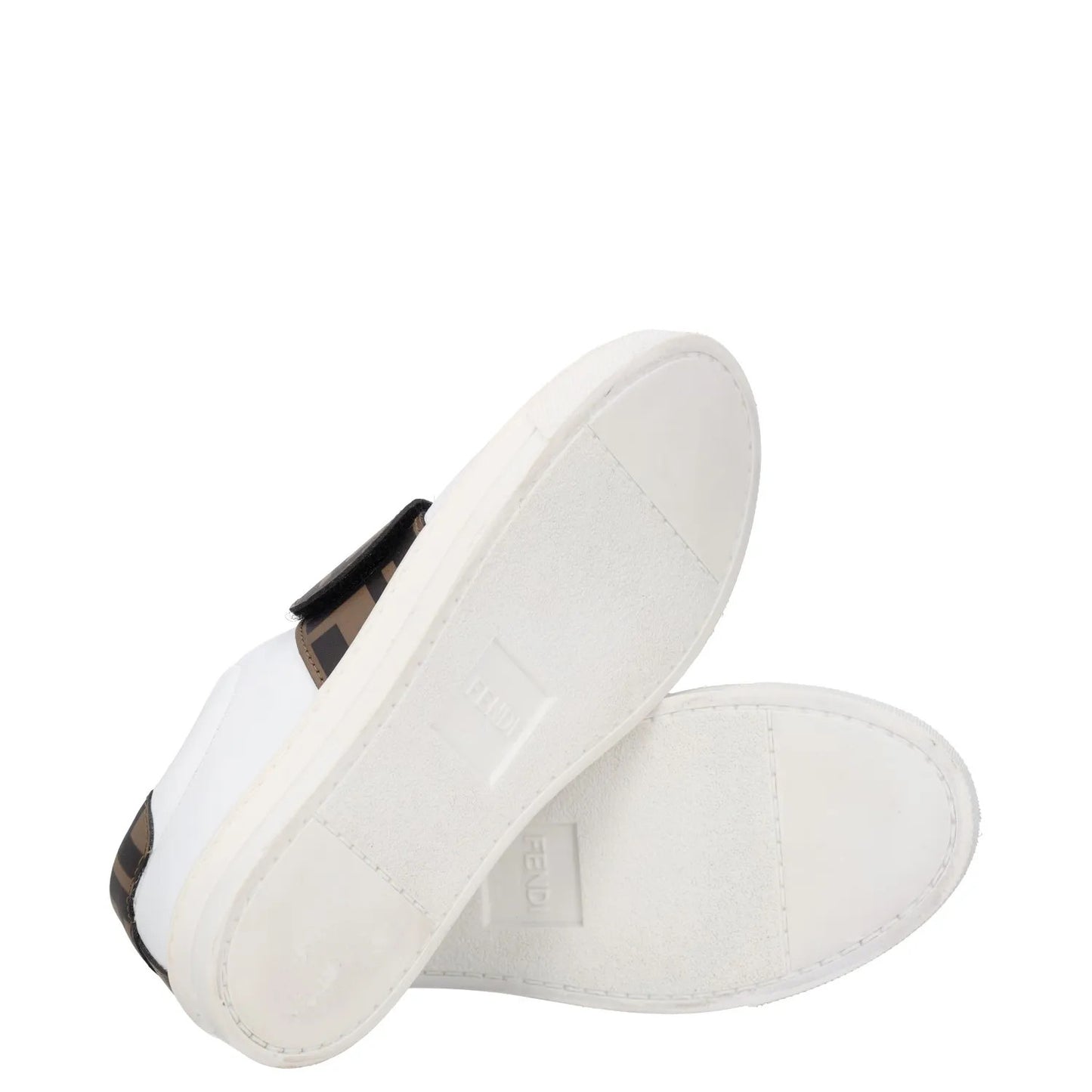 FENDI Boys Trainer White Leather Low Top Lace Up Beige Logo UK 12.5 RRP 175 — View 8