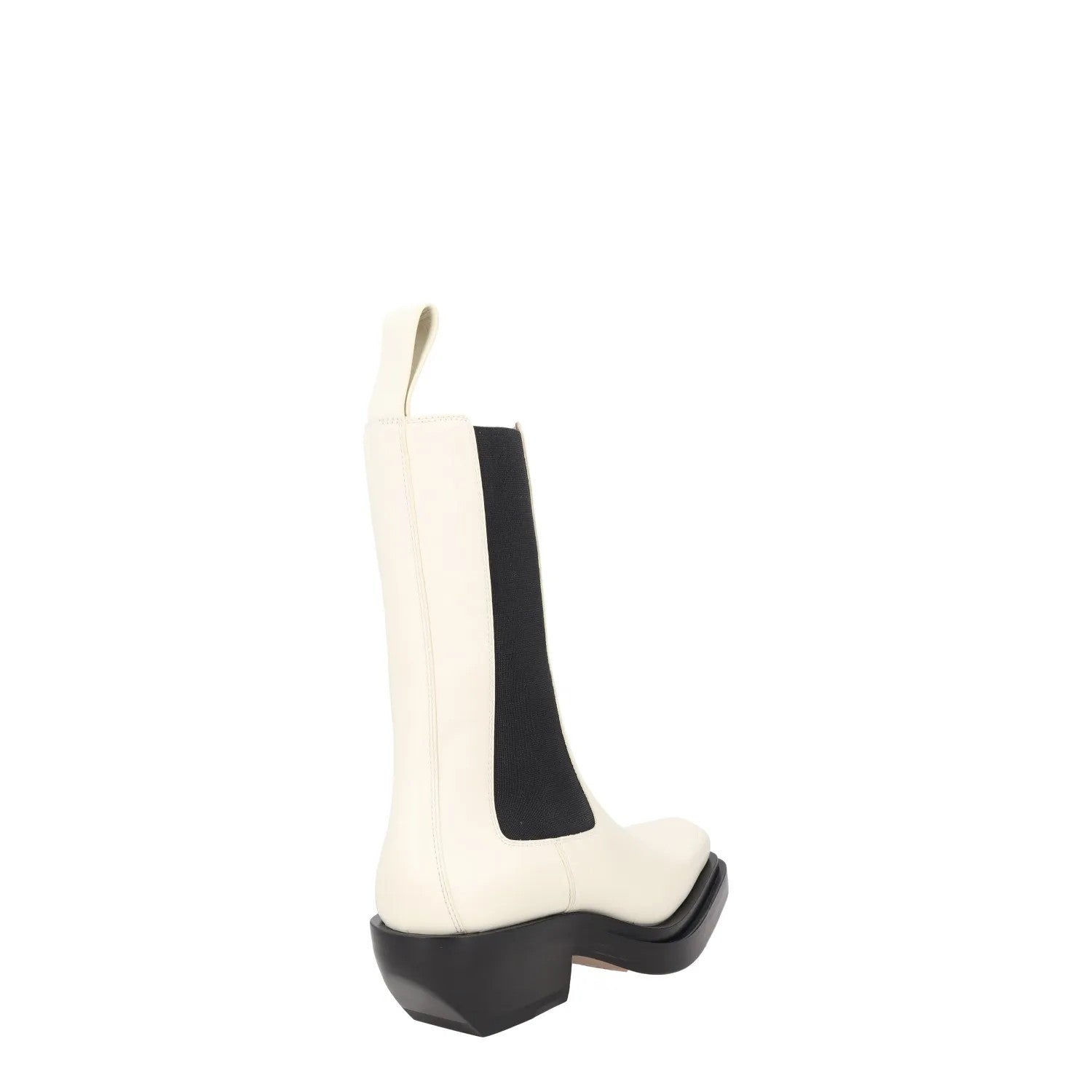 BOTTEGA VENETA Womens High Boots White Black Leather Cuban Heel UK5.5 RRP 1080 — View 6