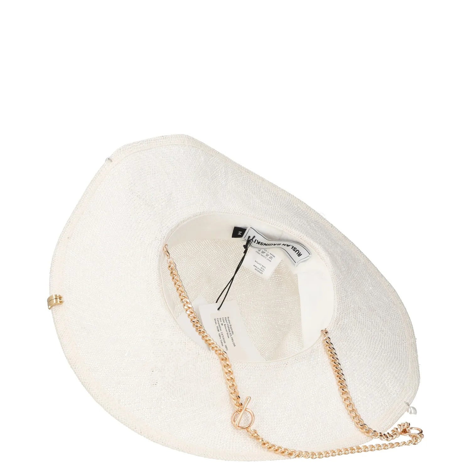RUSLAN BAGINSKIY Womens Fedora Hat Chain Strap Neutrals Fedoras Size M RRP 345 — View 8