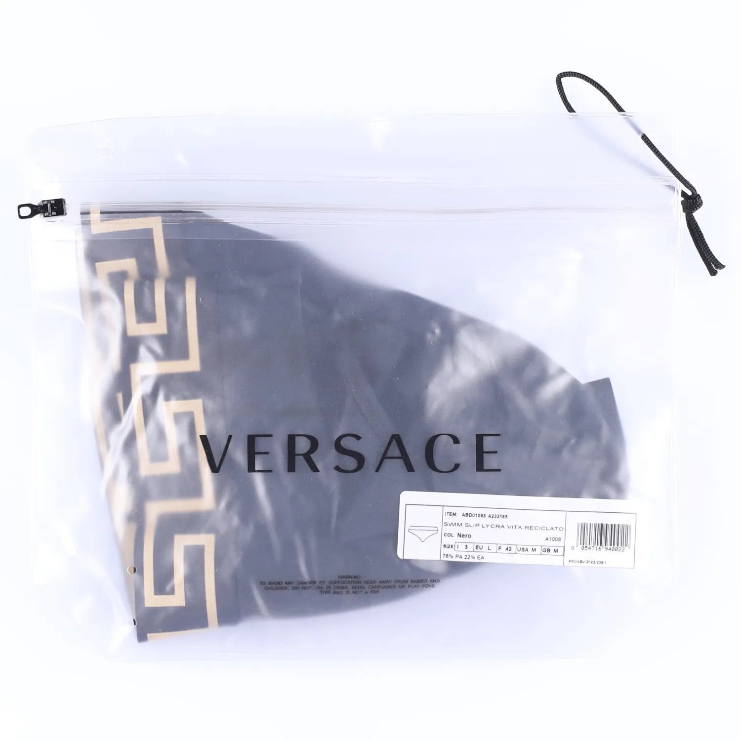 VERSACE Womens Bikini Bottom Logo Elasticated Waist Black Bikini Size 3 RRP 150 — View 8