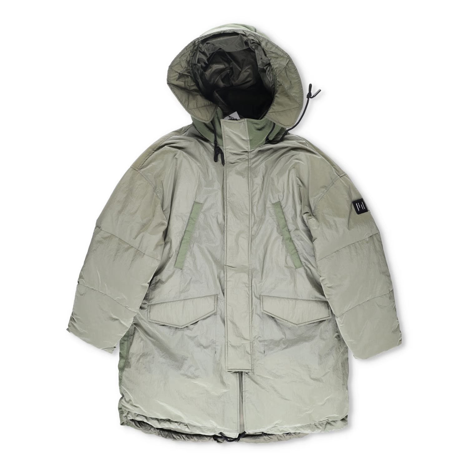 HOLDEN Mens Green Parka Coat Softshell Stand Up Collar Zip Closure M RRP 800