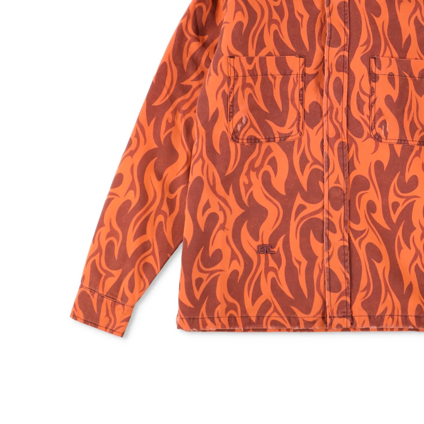 ERL Unisex Canvas Jacket Woven Orange Button Graphic Print Long Sleeve XS RRP450 — View 3