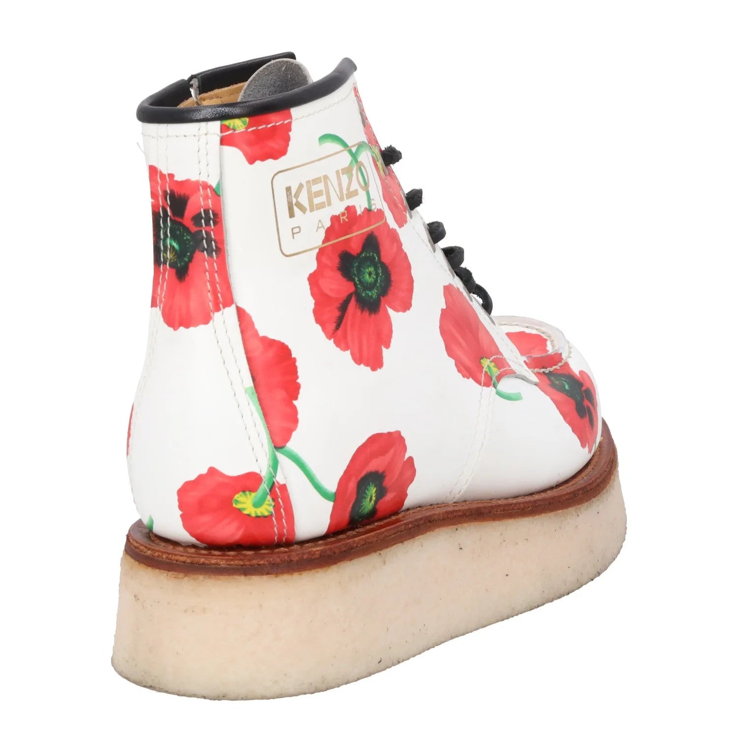 KENZO Womens Yama Lace Up Bootie Leather Floral White Flat Heel Size 37 RRP 735 — View 6