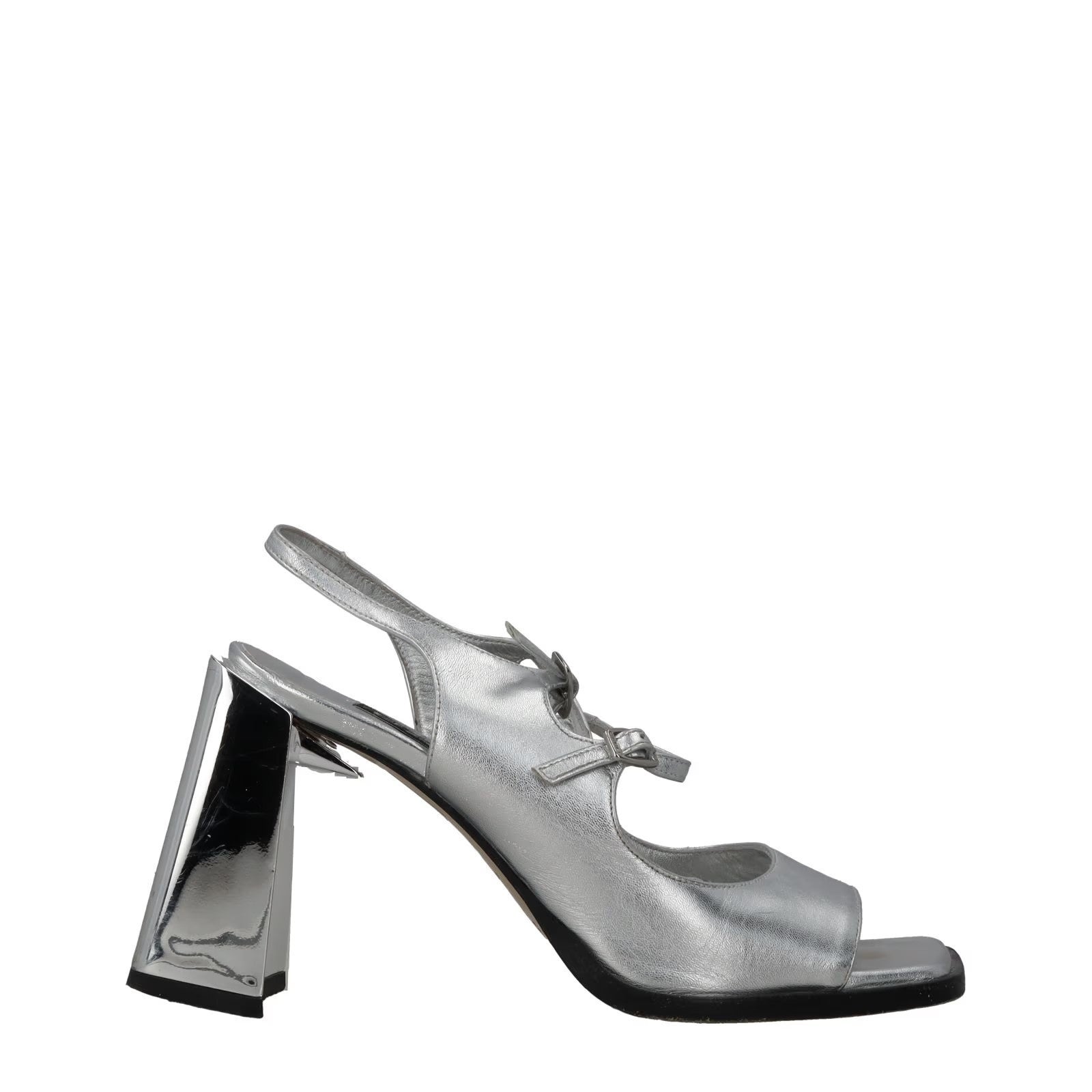 CAREL PARIS Womens Vendome Silver Leather Slingback Sandals Bow UK 5 RRP 470