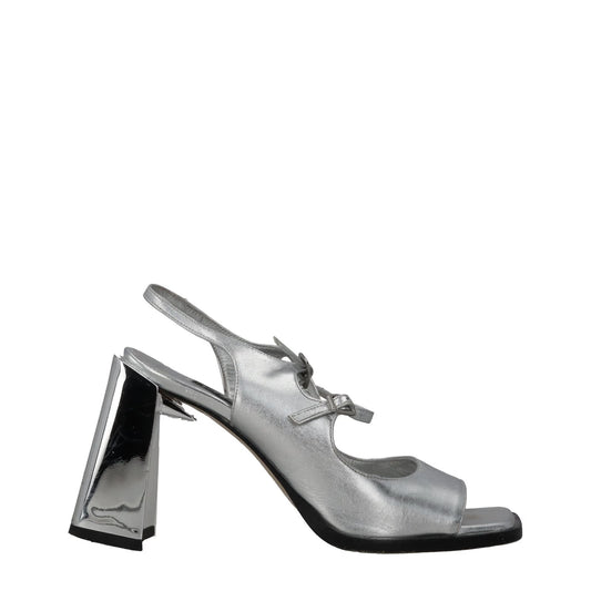 CAREL PARIS Womens Vendome Silver Leather Slingback Sandals Bow UK 5 RRP 470