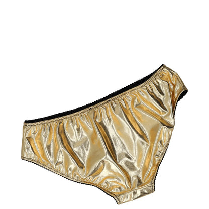 DOLCE&GABBANA Women Bikini Bottoms Laminated Jersey Stretch Gold Brief XL RRP253 — View 3
