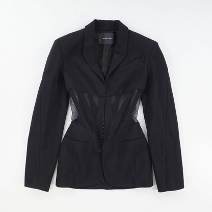 MUGLER Women's Black Basic Jacket Zip Closure Long Sleeve Size 34 RRP 1870