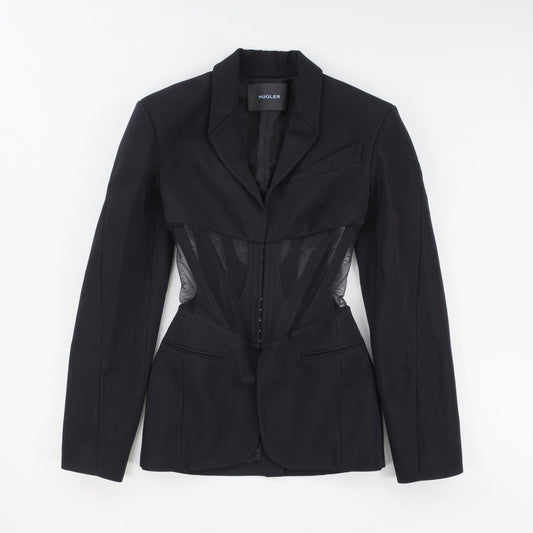MUGLER Women's Black Basic Jacket Zip Closure Long Sleeve Size 34 RRP 1870