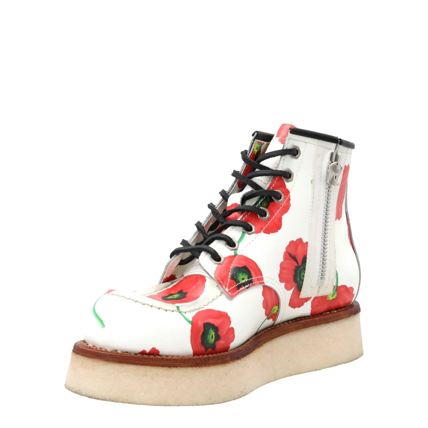 KENZO Womens Yama Lace Boots Leather Casual White Red Floral Size 39 RRP 735 — View 4
