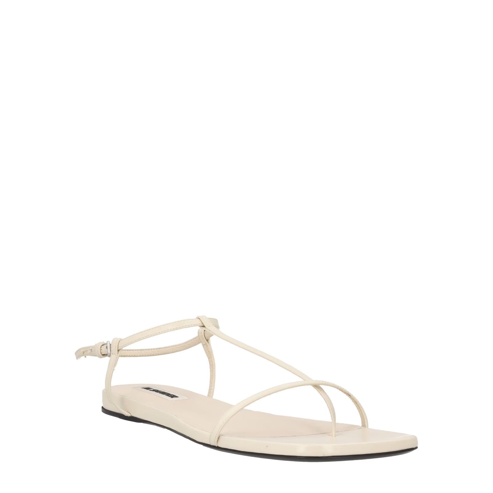JIL SANDER Womens Thong Sandals Leather Square Toe White UK 7 RRP 667.9 — View 6