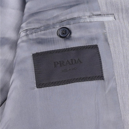 PRADA Mens Mohair Seta Suit Blazer Light Grey Double Breasted Size 50 RRP 2900 — View 10
