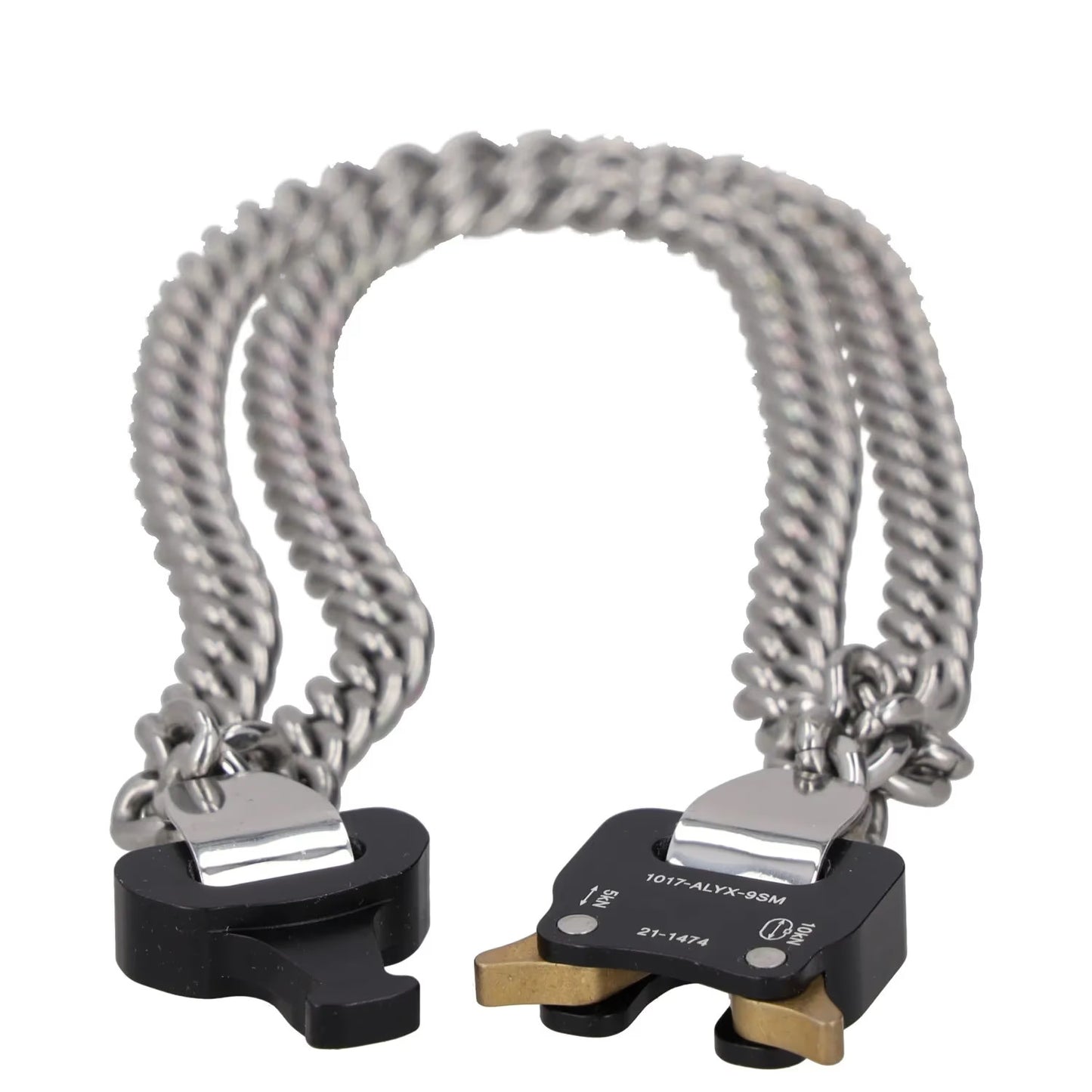 1017 ALYX 9SM Women Chain Necklace Grey Metal Stainless Steel Turn Lock S RRP400 — View 4