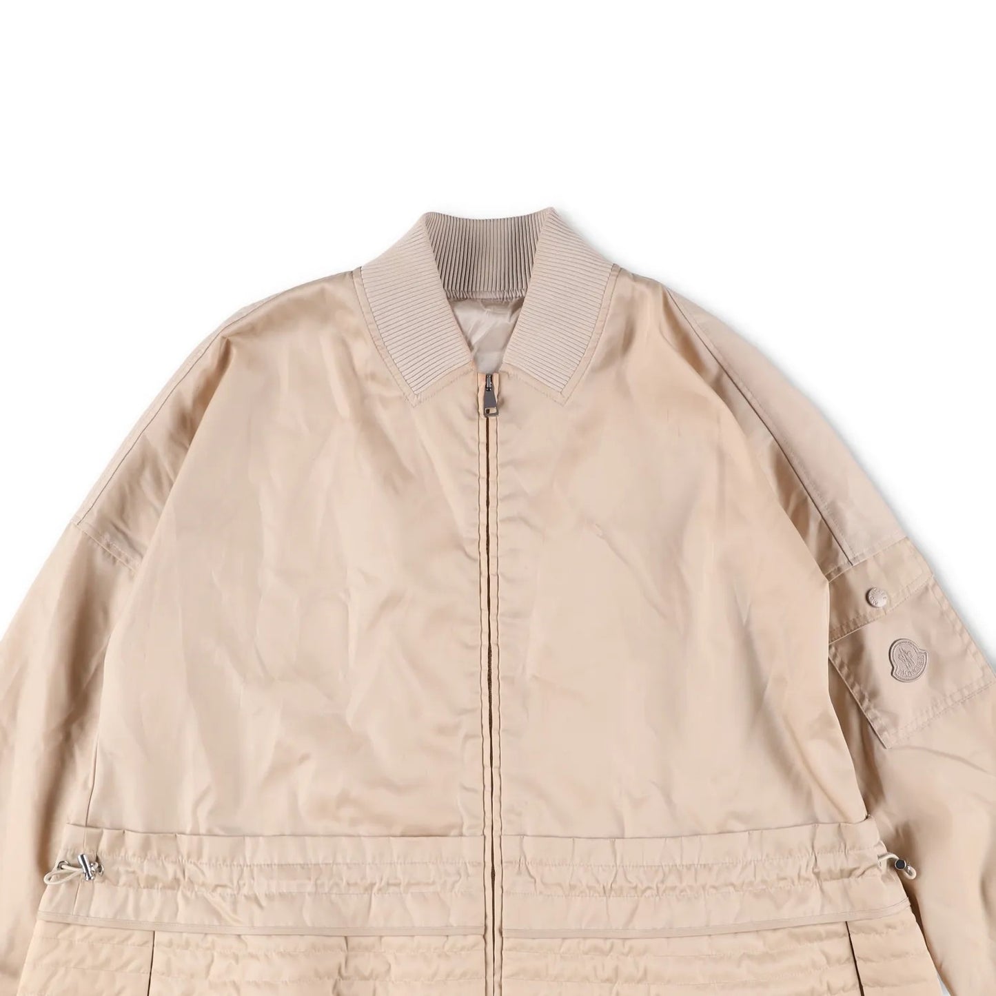 MONCLER Womens Bomber Jacket Beige Nylon Long Sleeve Quilted Zip RRP 1200 — View 2