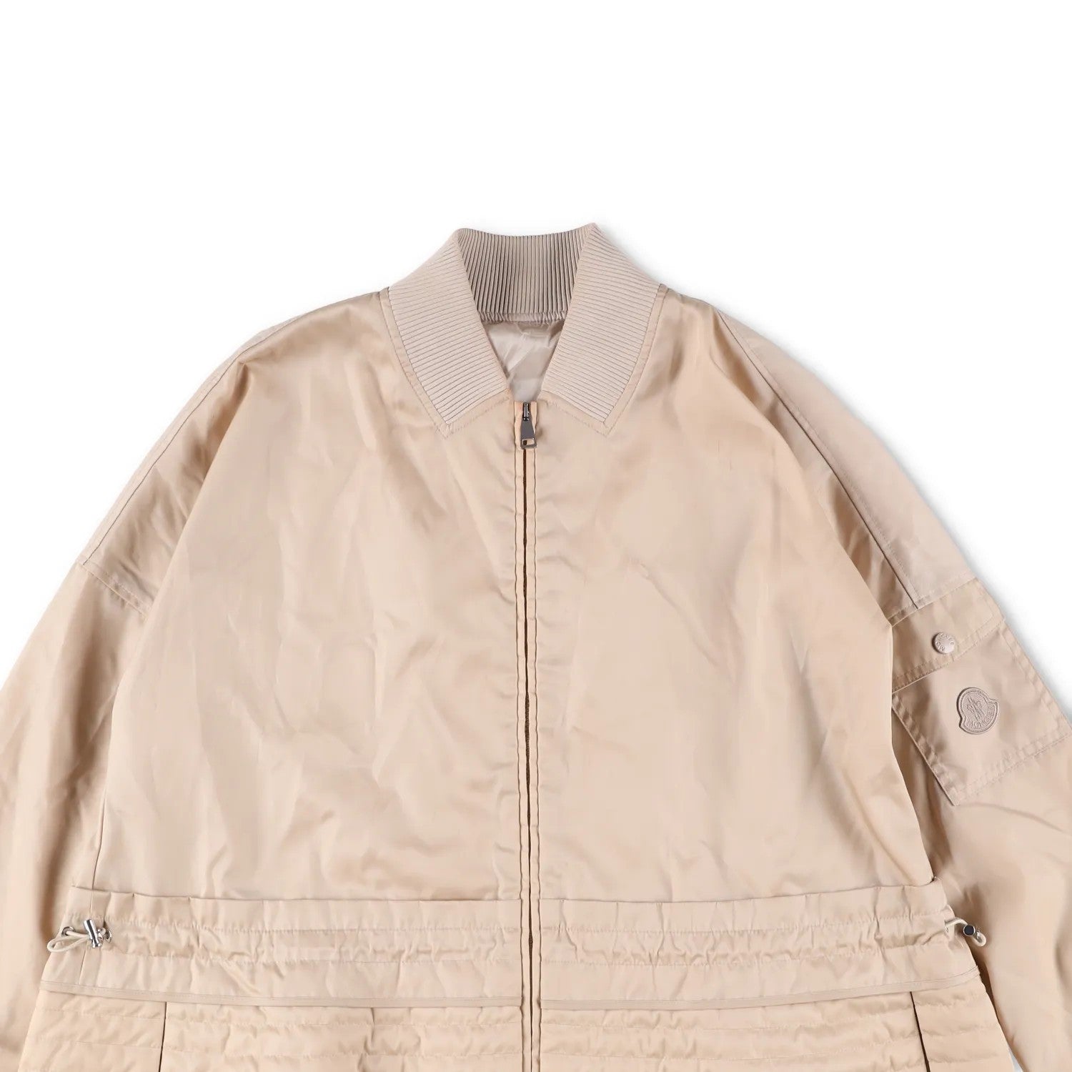 MONCLER Womens Bomber Jacket Beige Nylon Long Sleeve Quilted Zip RRP 1200 — View 2
