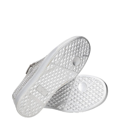 GIUSEPPE ZANOTTI Womens Trainers Silver Leather Embellished Low Top UK 3 RRP 400 — View 8