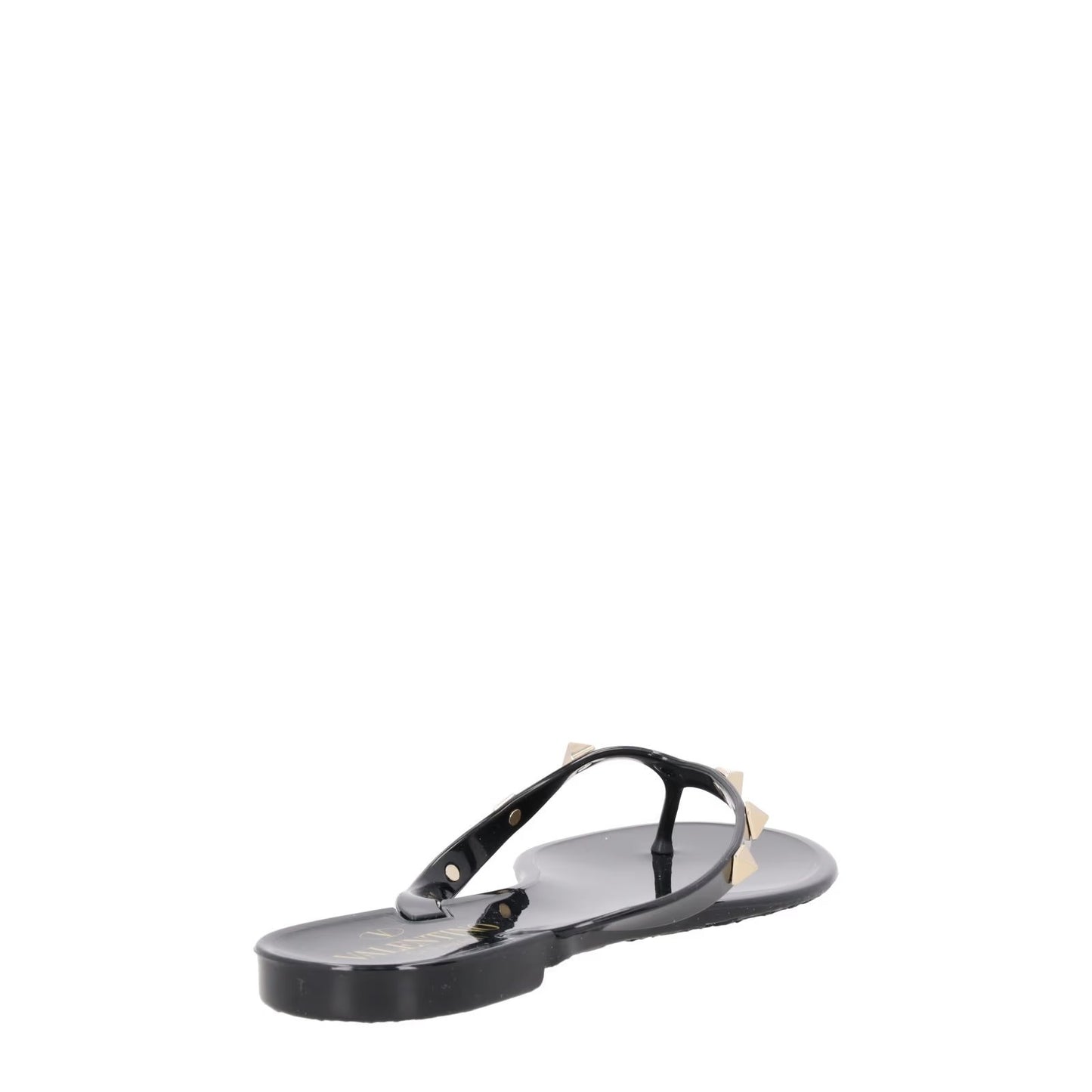 VALENTINO Womens Rockstud Black PVC Flat Sandals Gold Studs Open Toe EU35 RRP380 — View 6