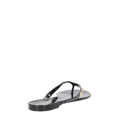 VALENTINO Womens Rockstud Black PVC Flat Sandals Gold Studs Open Toe EU35 RRP380 — View 6