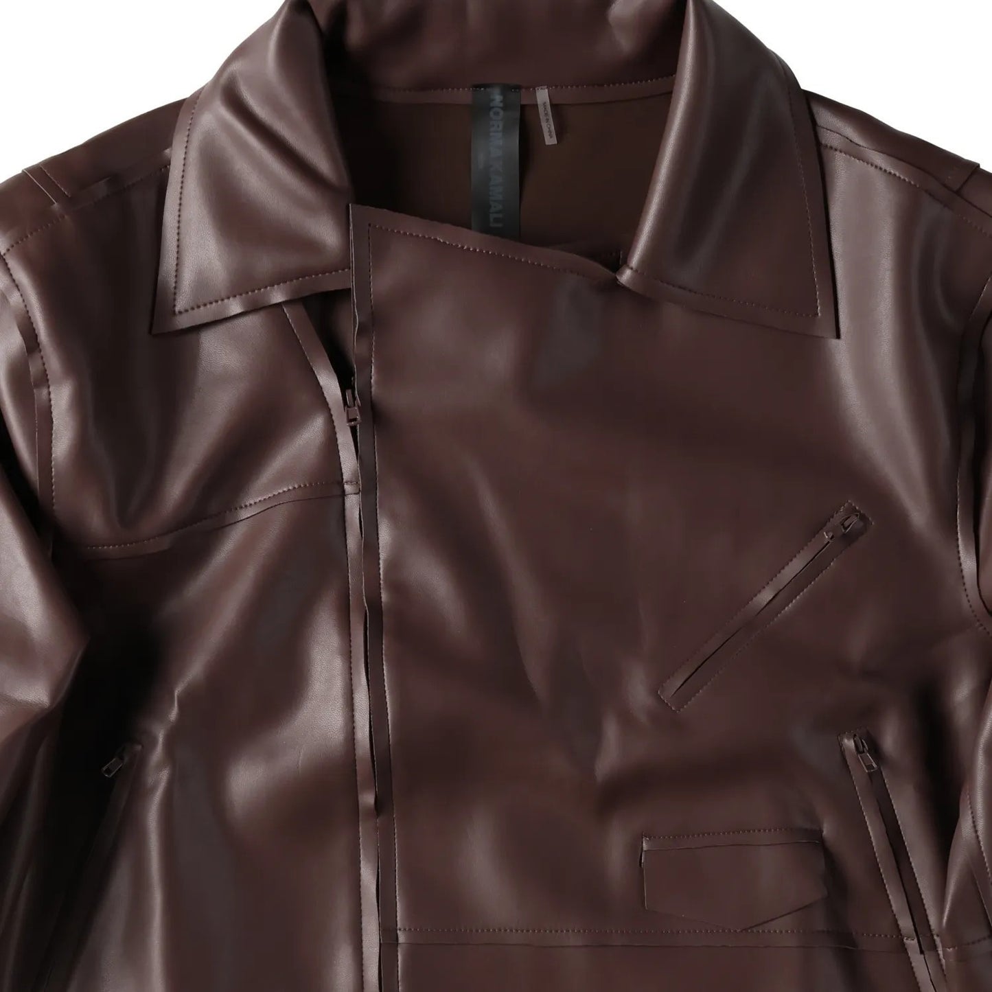 NORMA KAMALI Womens Oversized Moto Jacket Chocolate Core Front Zip M - 38 RRP274 — View 7