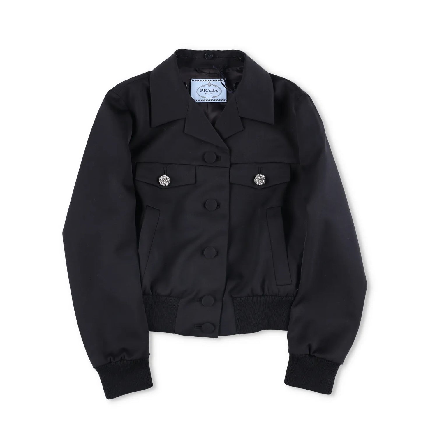 PRADA Womens Jacket Sports Collared Neck Long Sleeve Wide Lapel Black 40 RRP2638 — View 11