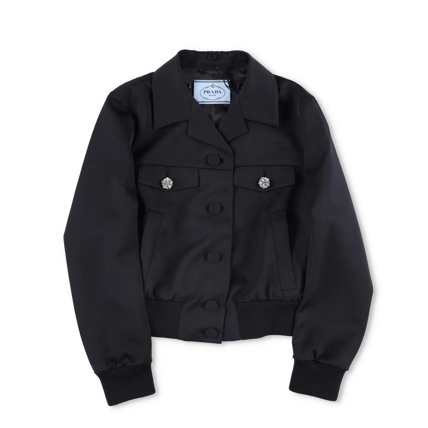 PRADA Womens Jacket Sports Collared Neck Long Sleeve Wide Lapel Black 40 RRP2638 — View 11