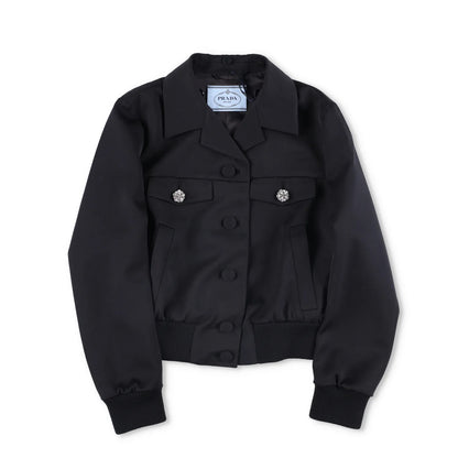 PRADA Womens Jacket Sports Collared Neck Long Sleeve Wide Lapel Black 40 RRP2638 — View 11