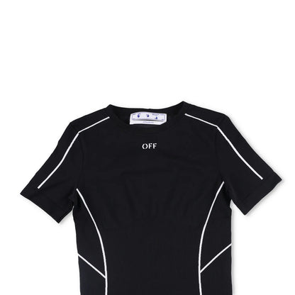 OFF-WHITE T-Shirt Black Synthetic White Striped Crew Neck Slim Fit S RRP250 — View 2