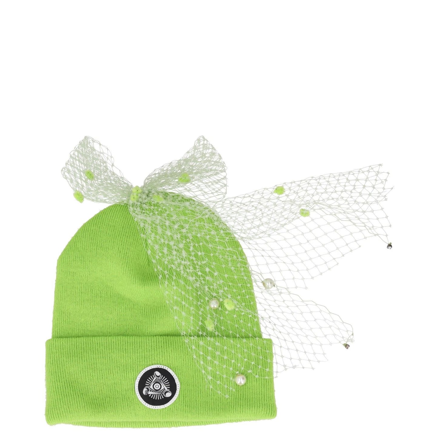 SILVER SPOON ATTIRE Womens Beanie Hat Green Synthetic Bow Detail Size S RRP 100