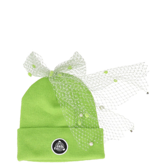 SILVER SPOON ATTIRE Womens Beanie Hat Green Synthetic Bow Detail Size S RRP 100