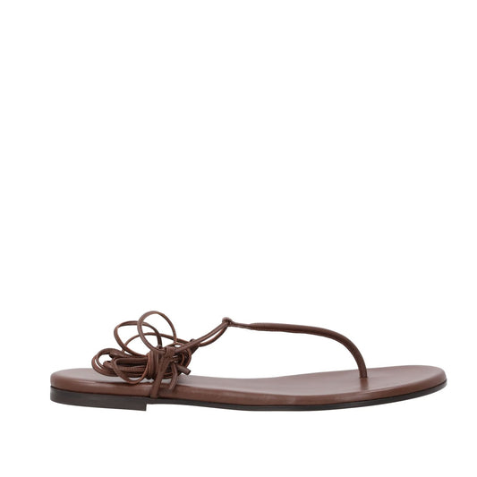 GIANVITO ROSSI Womens Gwyneth Leather Flat Sandal Brown Open Toe UK 7 RRP 660.5
