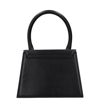 JACQUEMUS Womens Top Handle Bag Black Leather Flap Closure Gold Logo OS RRP 640 — View 4