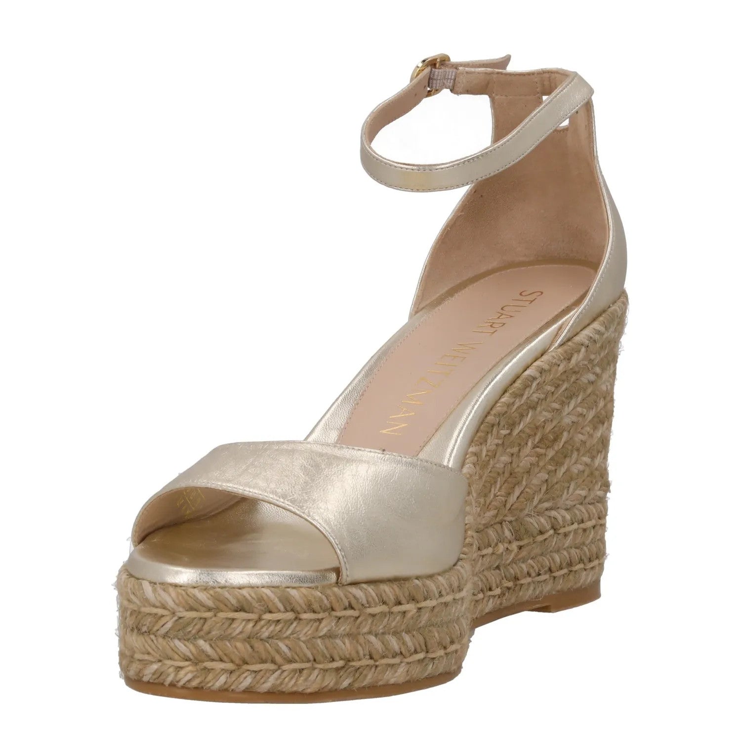 STUART WEITZMAN LADIES Nudistcurve Espadrilles Wedge Leather Gold 41 RRP375 — View 3