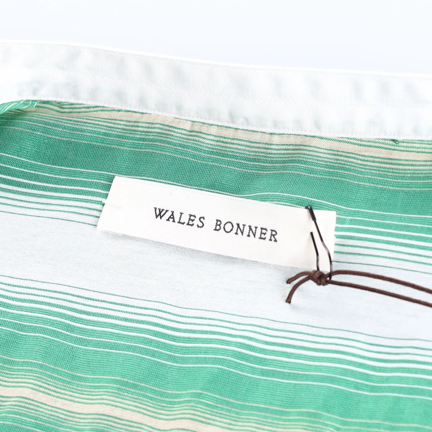 WALES BONNER Mens Cadence Silk Stripe Shirt Green White Button-Up 48 RRP 570 — View 8