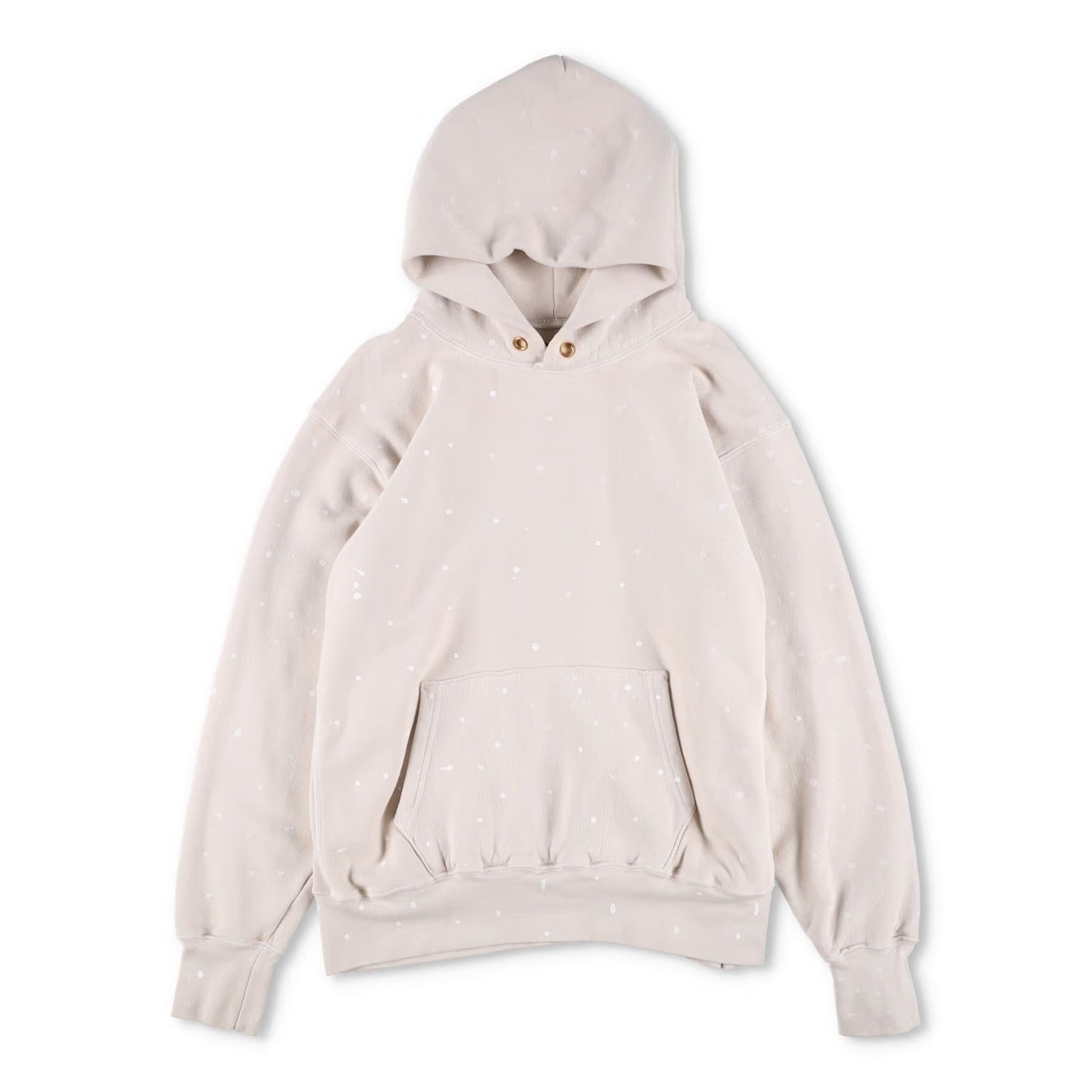 LES TIEN Womens Hoodie Cotton Blend Pullover Beige Front Pocket Size L RRP 260