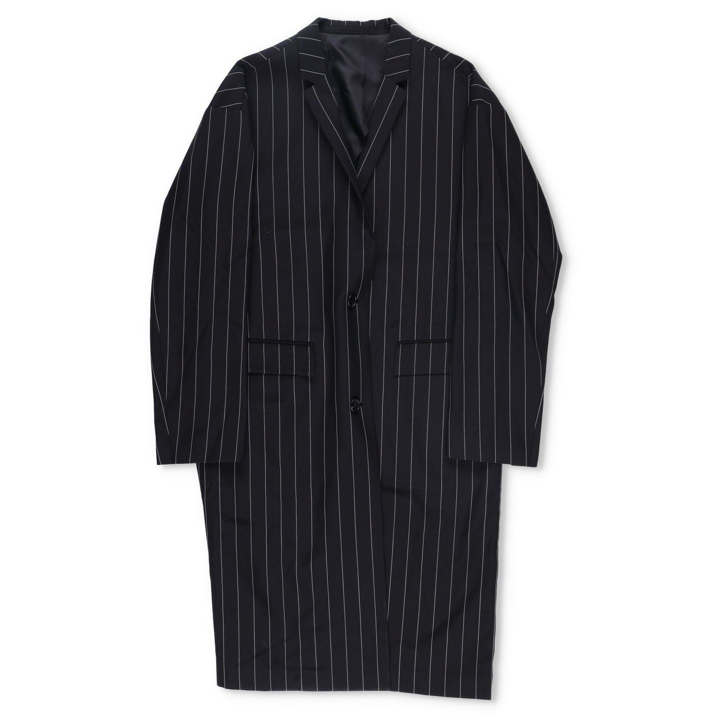 JUUN-J Unisex Striped Pinstripe Long Coat Wool Size 36 RRP1200 — View 4