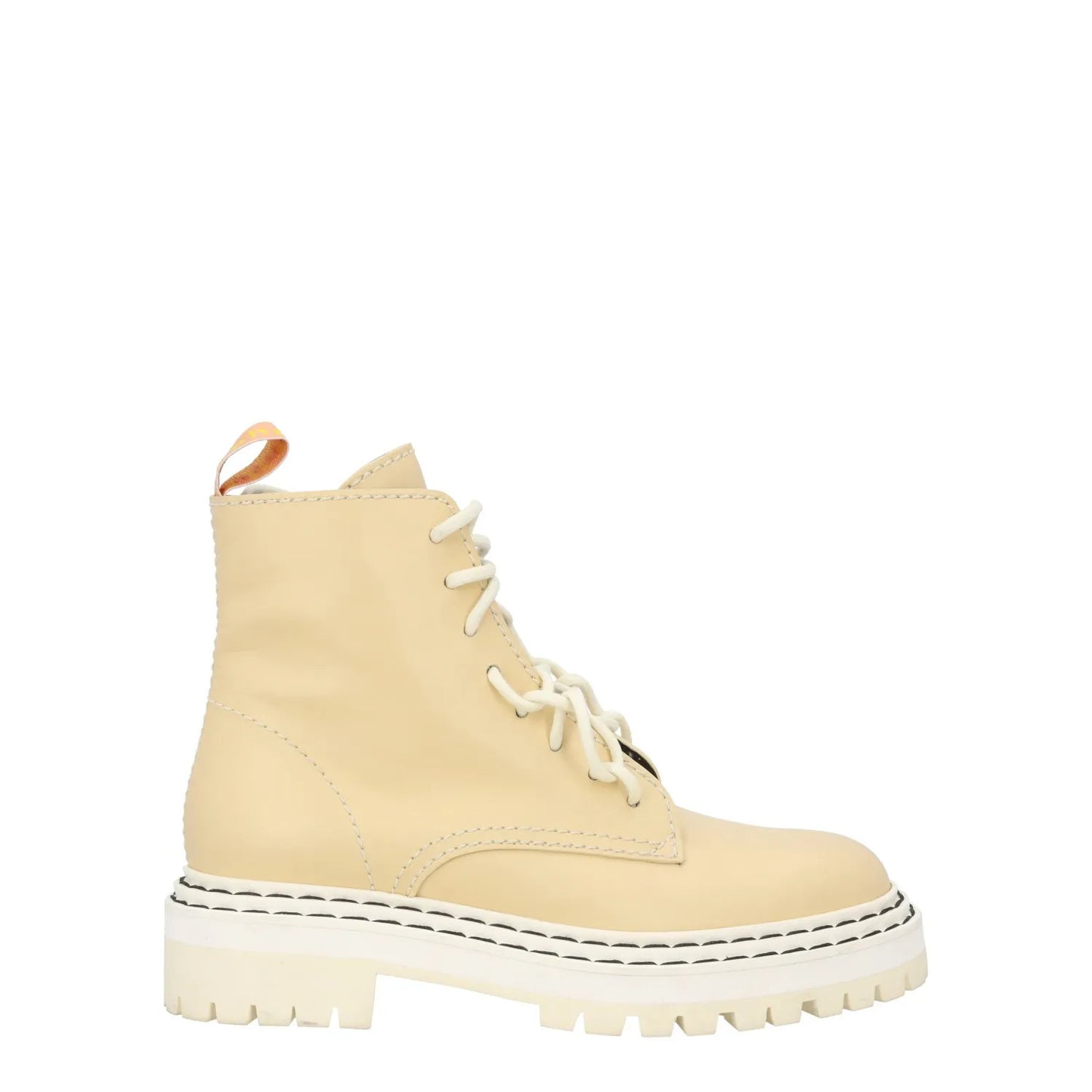 PROENZA SCHOULER Womens Beige Leather Flat Heel Ankle Combat Boots UK 3 RRP 795