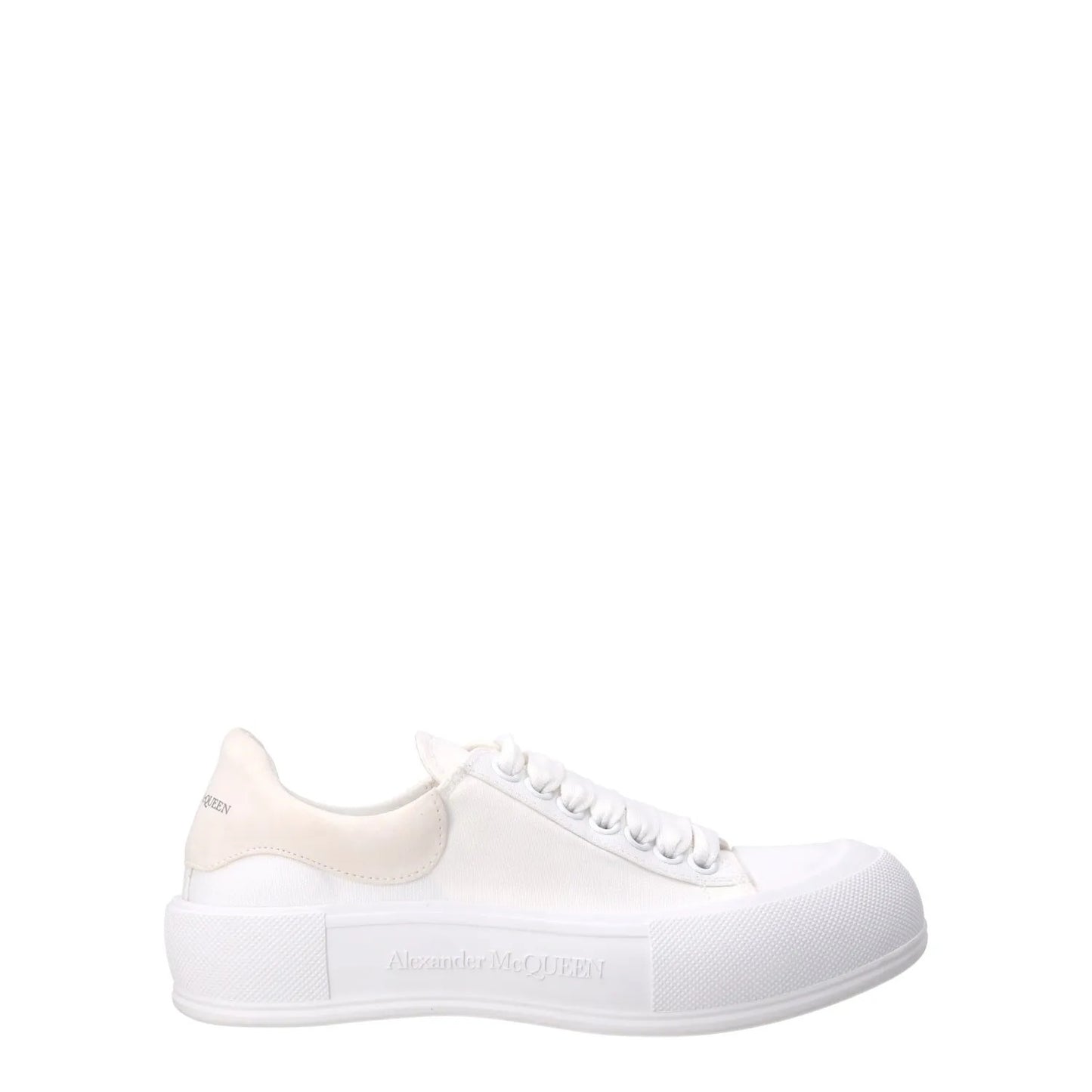 ALEXANDER MCQUEEN Womens Deck Contrast Sneakers Fabric White Low EU 39.5 RRP 370