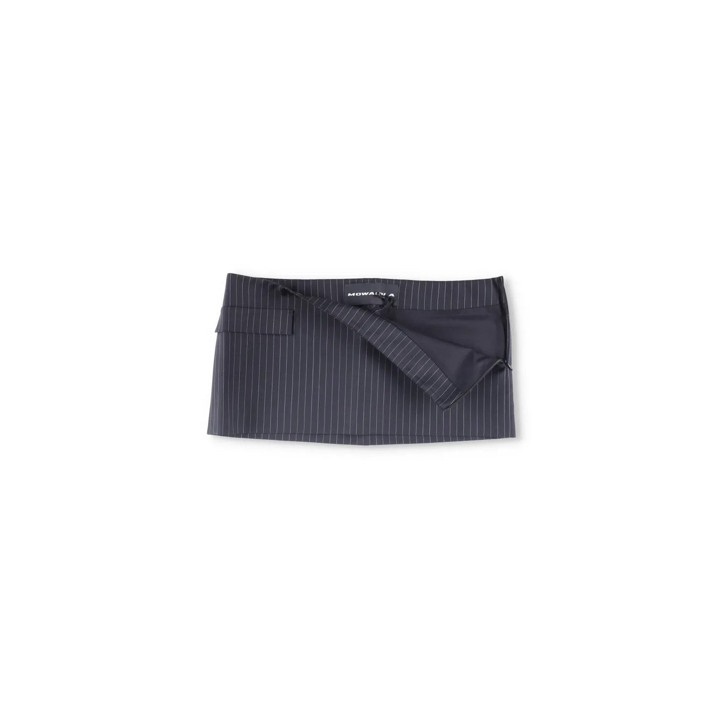 MOWALOLA Womens Pin Striped Mini Skirt Black Twill Zip Short Size M RRP 270 — View 5
