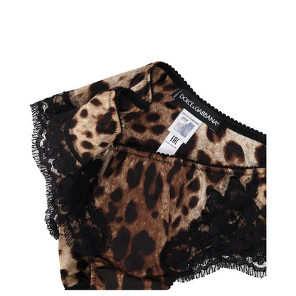 DOLCE & GABBANA Womens Brief Sheer Panel Lace LEOPARD Knickers Size XL RRP 235 — View 3