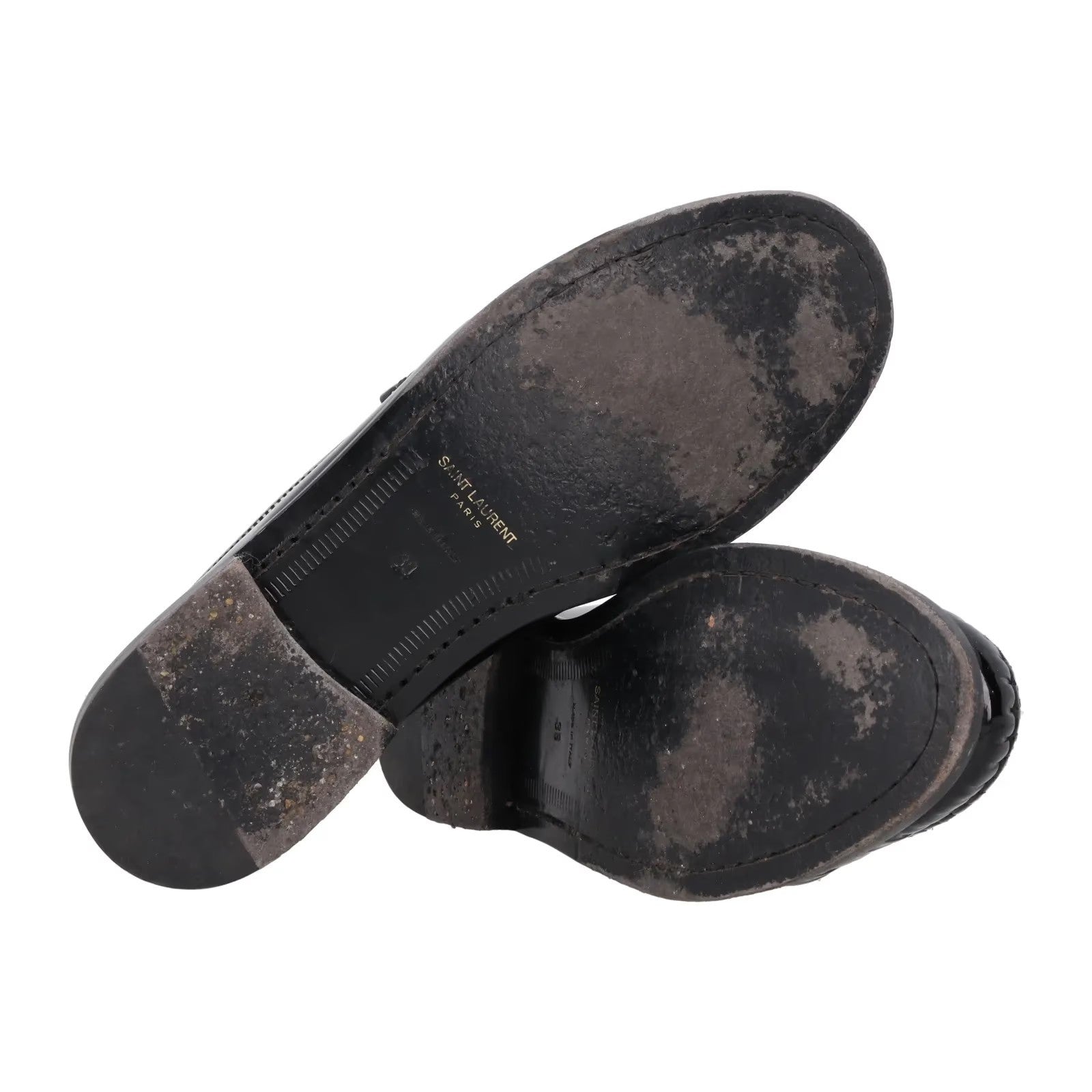 SAINT LAURENT Womens Loafers Black Patent Leather Tassel Flats UK 6 RRP 785 — View 8