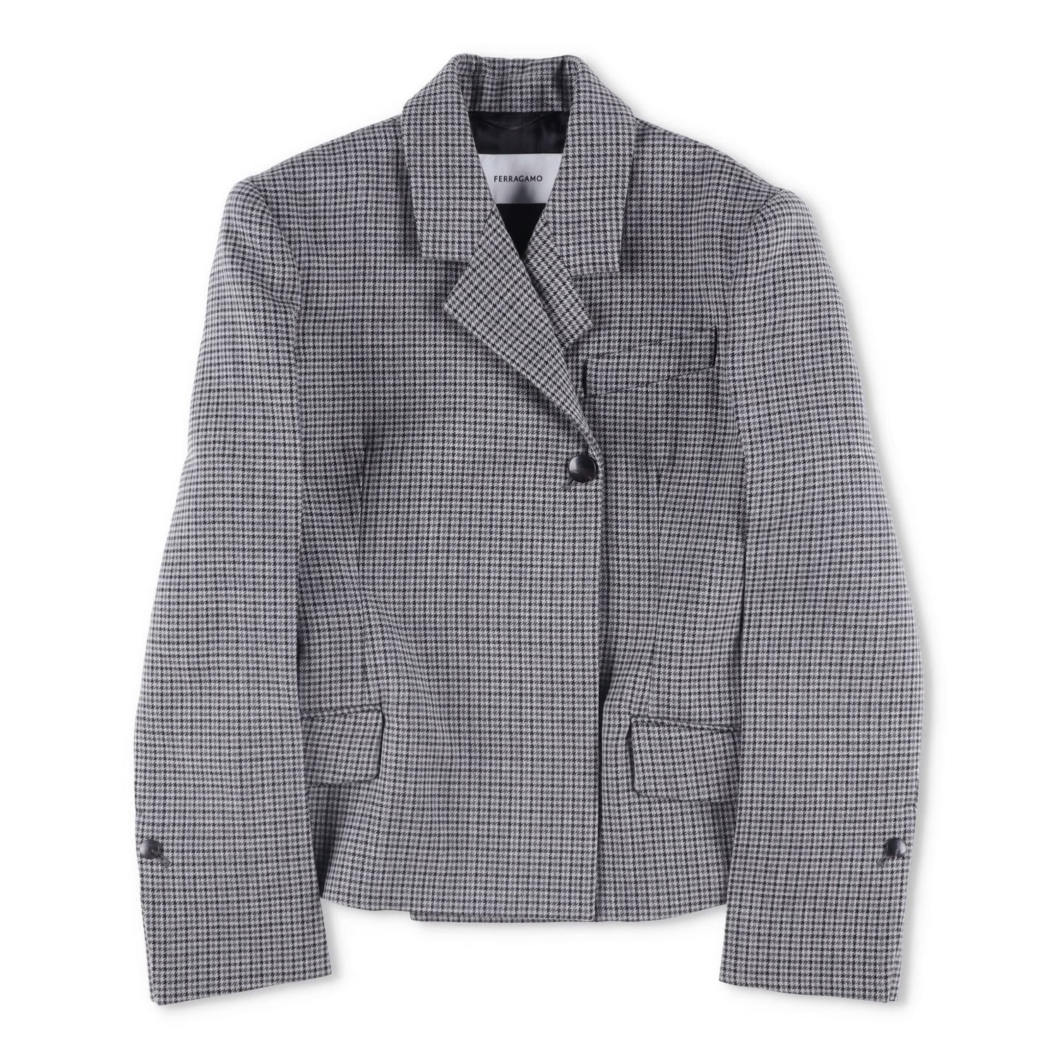 SALVATORE FERRAGAMO Womens Blazer Jacket Collare Pockets Grey 40 RRP 2635
