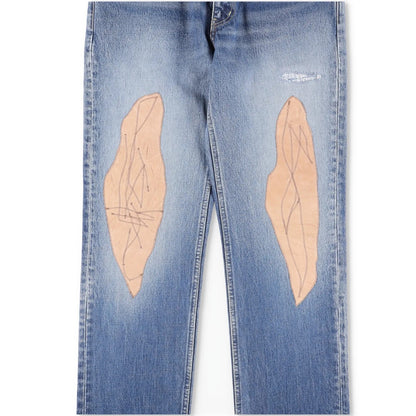 VISVIM Mens Jeans Blue Mid Wash Cotton Front Pacthes Straight Size 34 RRP 1190 — View 5