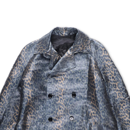 DIOR HOMME Mens Jacket Trench Overcoat Belted Leopard Print Grey Size 52 RRP1850 — View 2
