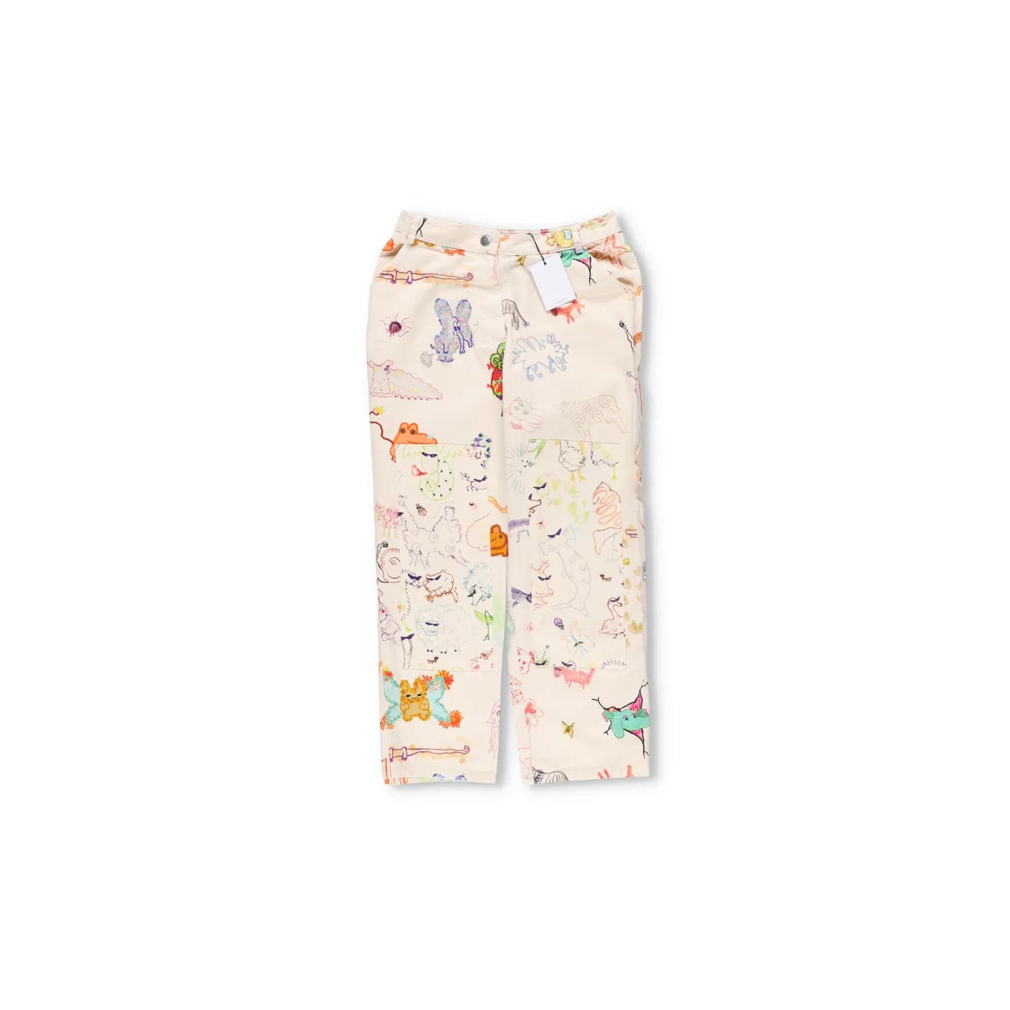 COLLINA STRADA Trousers White Artistic Print Flat Front Cotton Size M RRP 450 — View 5