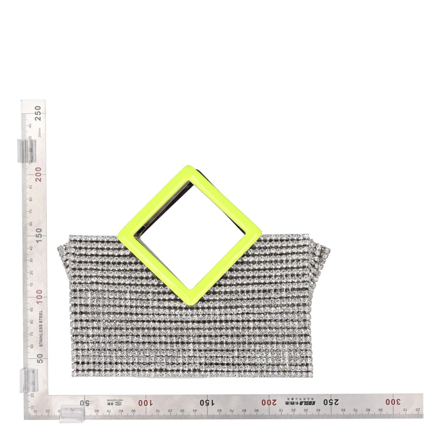 L'ALINGI Womens Clutch Handbag Silver Yellow Metal Rhinestones S RRP 700 — View 9