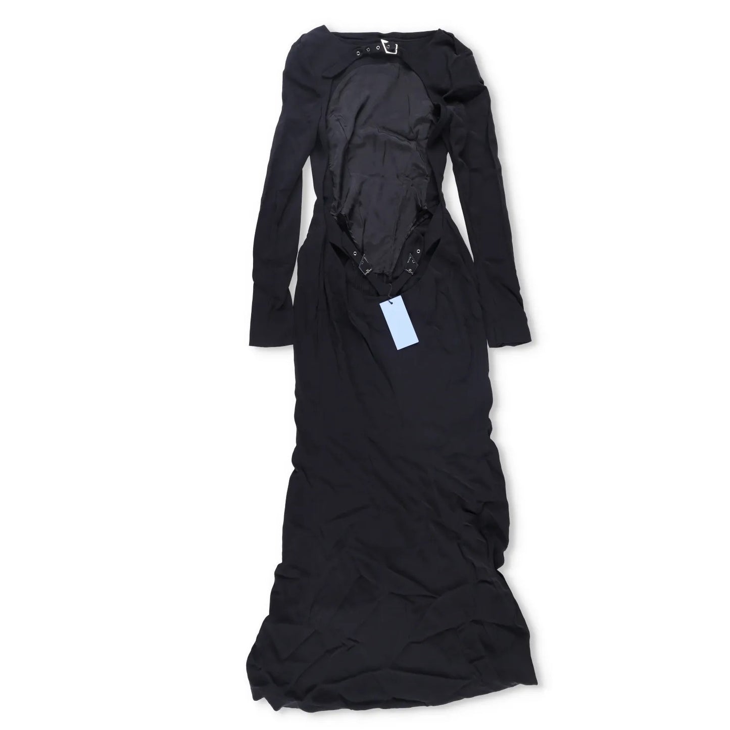 MUGLER Women Long Gown Dress Crew Neck Long Sleeve Black Size 42 RRP 2250 — View 6