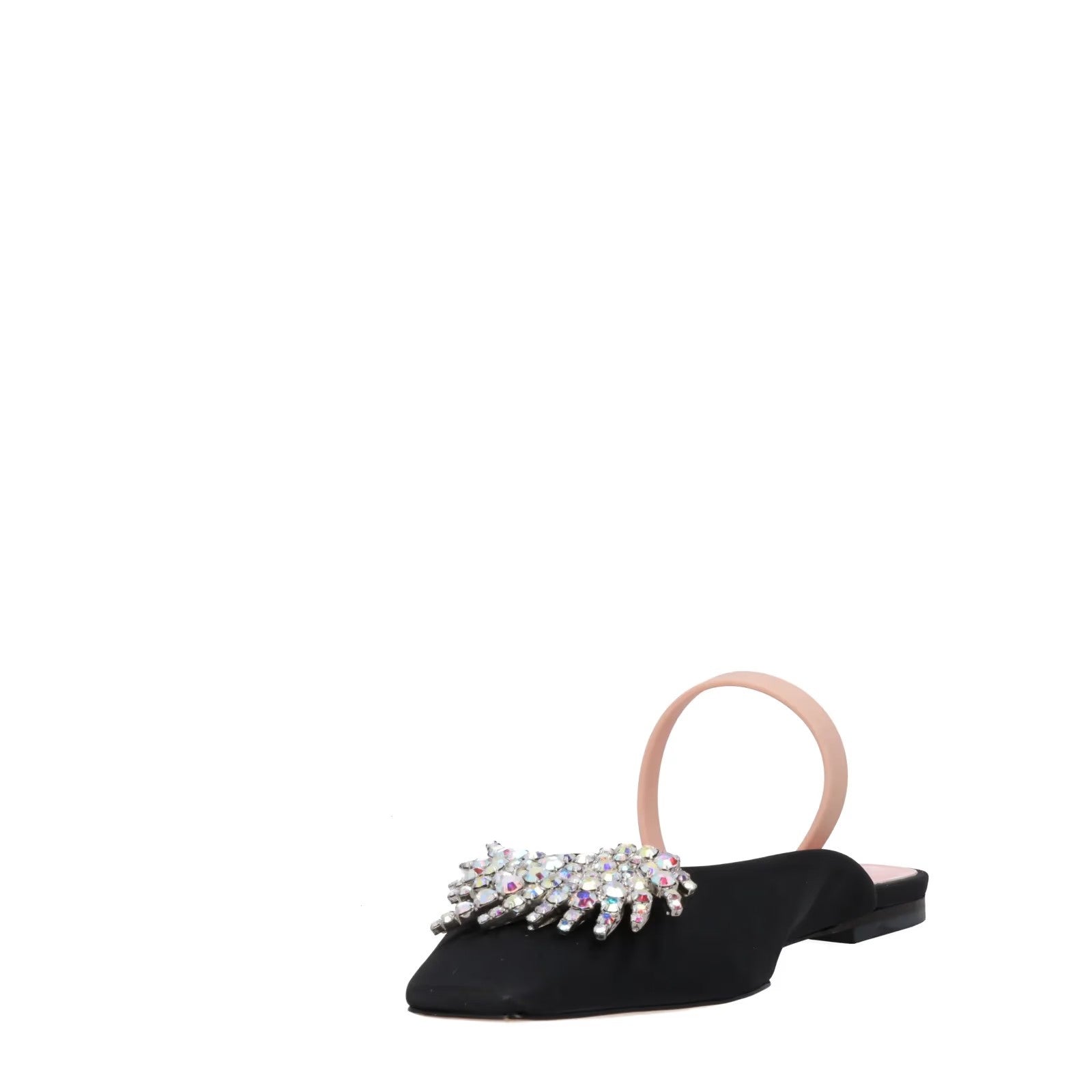 PIFERI Womens Drizella Flat Square Toe Pump Satin Crystal Black UK5 RRP 575 — View 3