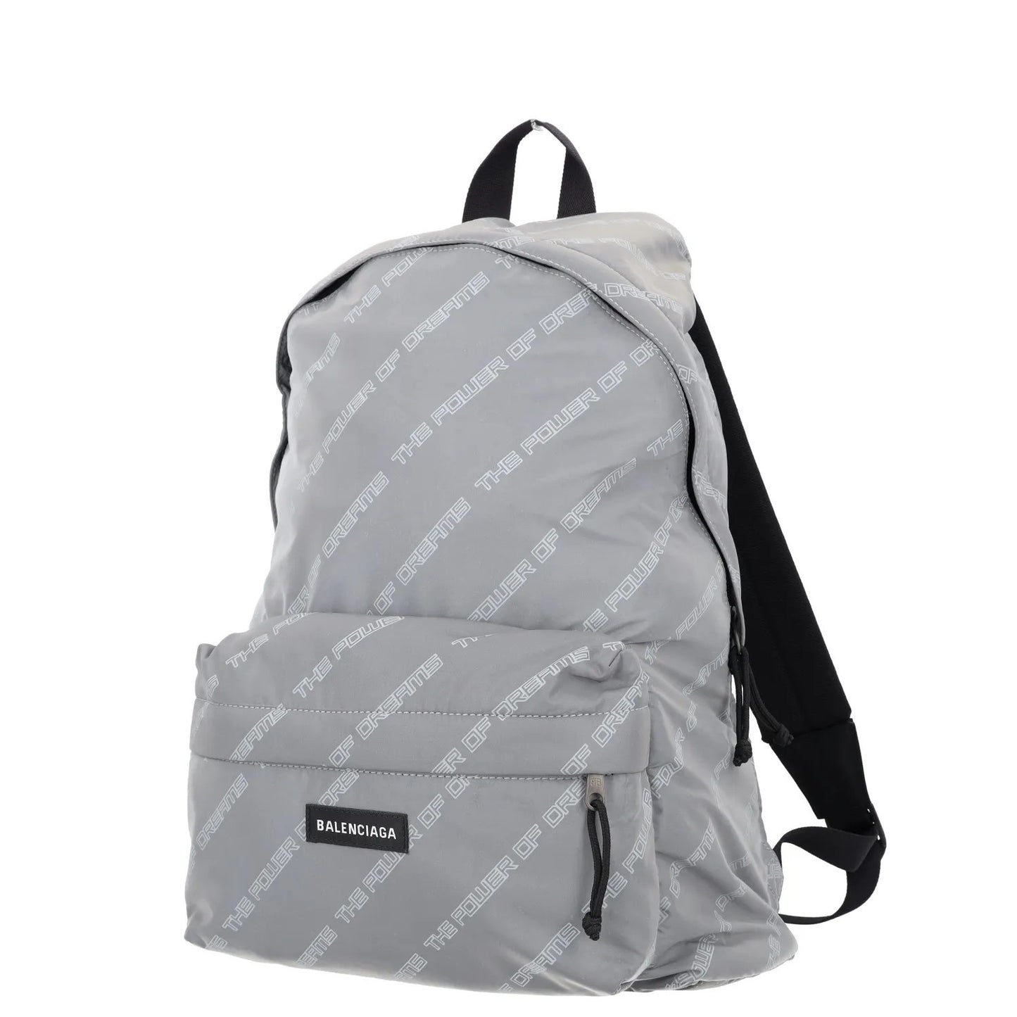 BALENCIAGA Mens Backpack Grey Nylon White All Over Logo Strap Size L RRP 950 — View 2