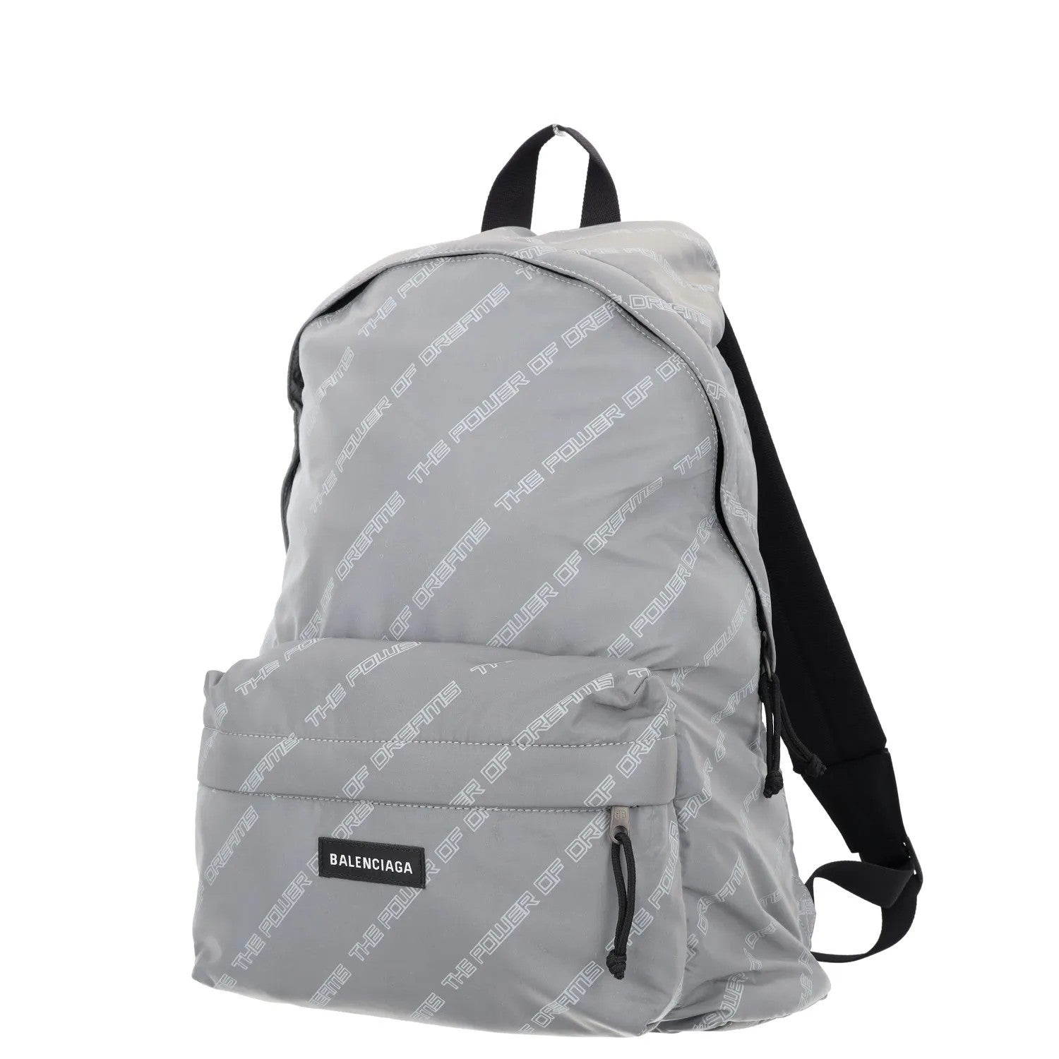 BALENCIAGA Mens Backpack Grey Nylon White All Over Logo Strap Size L RRP 950 — View 2