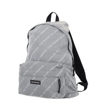 BALENCIAGA Mens Backpack Grey Nylon White All Over Logo Strap Size L RRP 950 — View 2