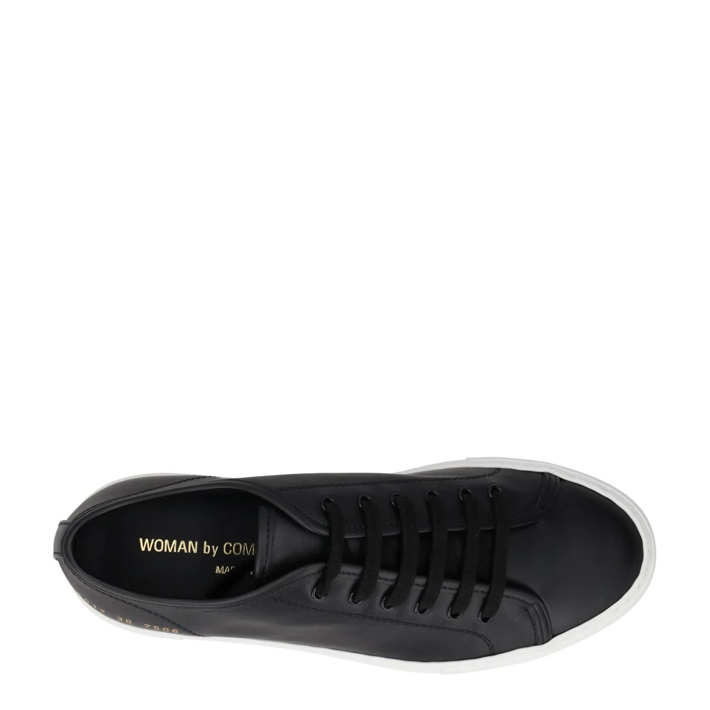 COMMON PROJECTS Womens Trainers Black Leather White Sole Low Top UK 3 RRP 435 — View 7